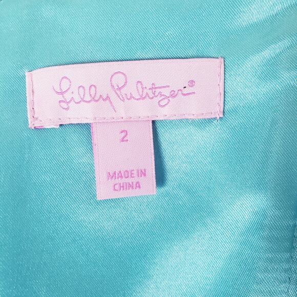 Lilly Pulitzer Raya Metallic Strapless Sheath Dress Beaded Knee Length Lined - Picture 8 of 14